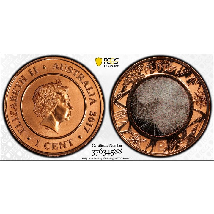 2017 Australia One Cent, 1c Planetary Coins Pluto PCGS - MS69RD -588