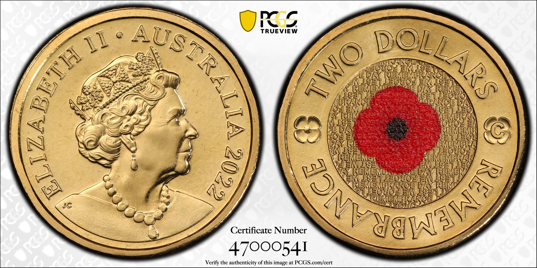 Remembrance Day Colorized , Two Dollar, 2022-C, PCGS MS68