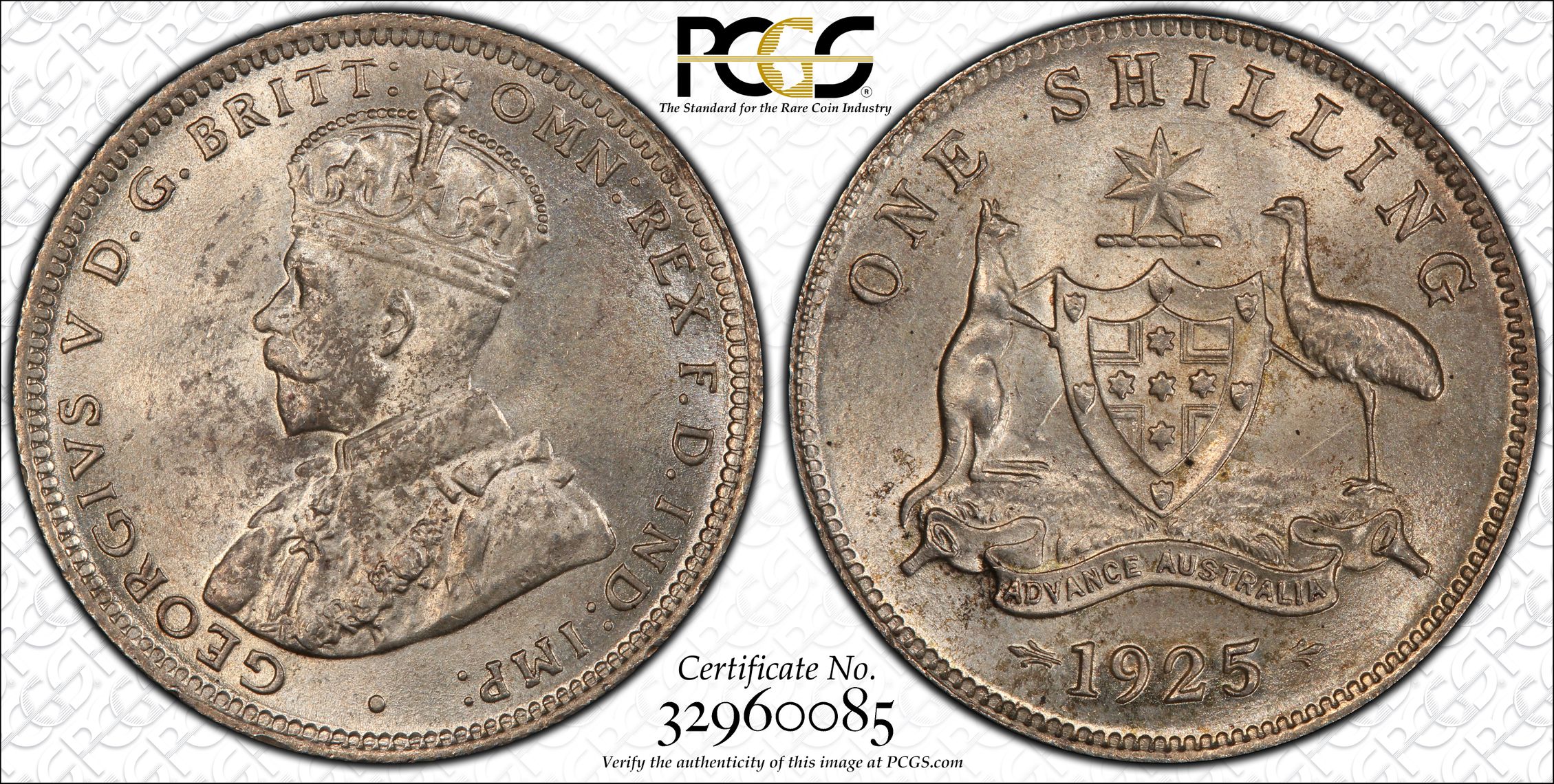 George V, Shilling, 1925/3, PCGS MS64