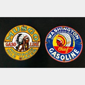 Two Vintage Porcelain Signs - "Indian" Themes