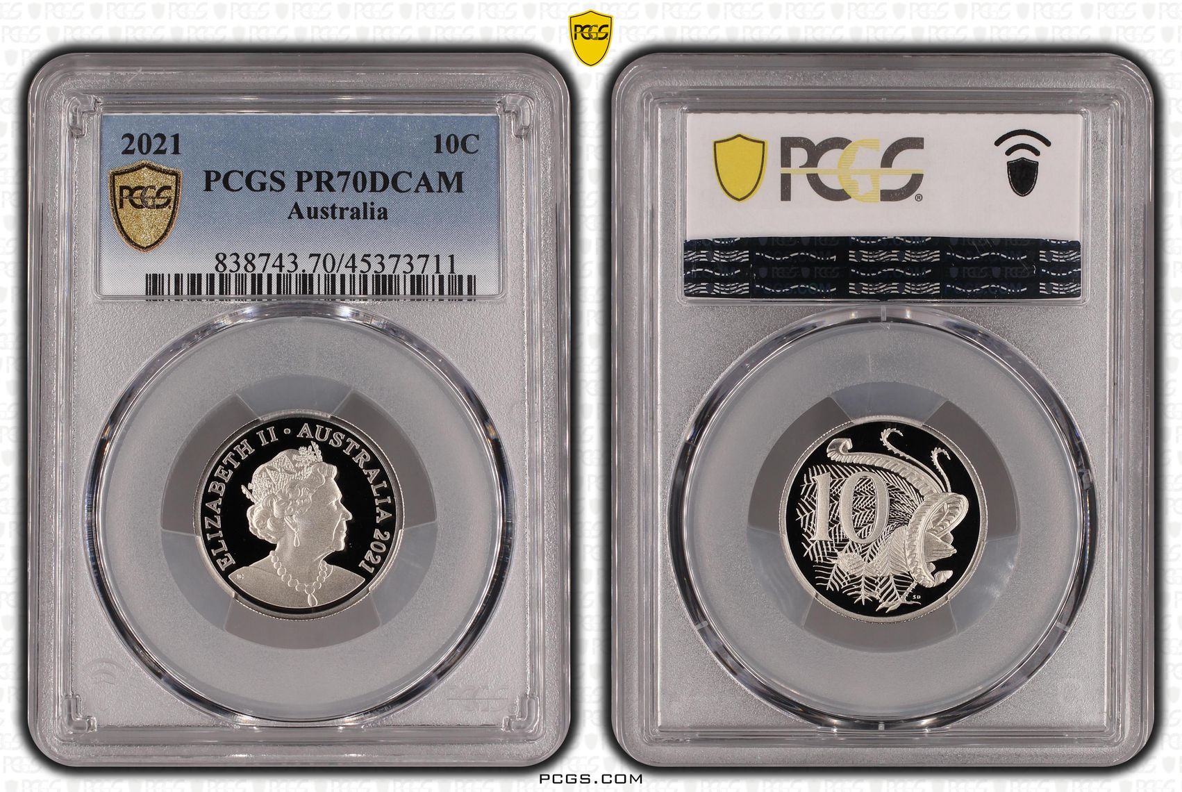 Elizabeth II, Ten Cent, 2021, PCGS PR70DCAM