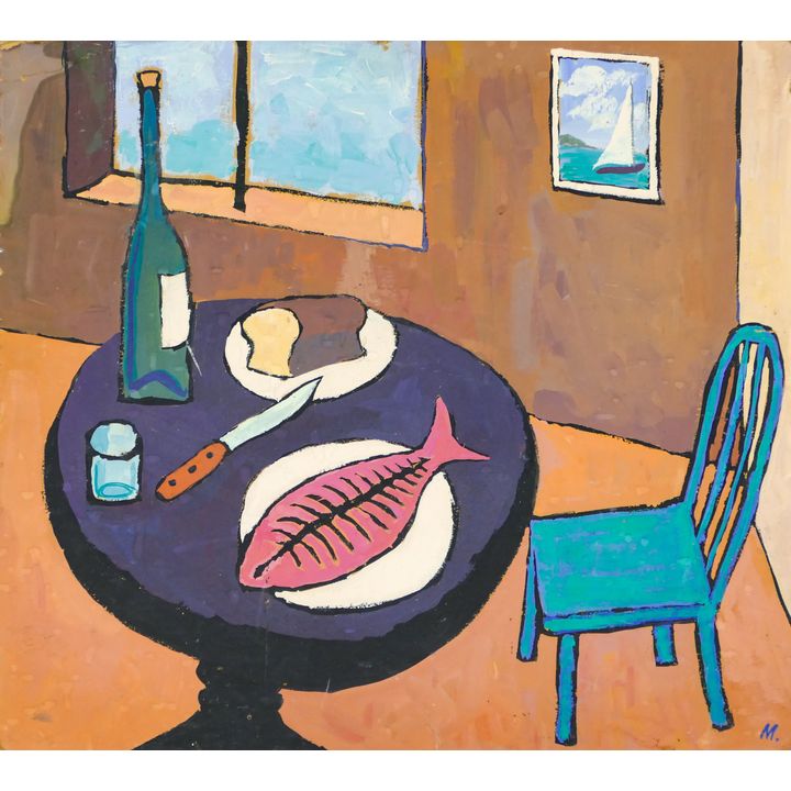 Bruce Moberg ''Matisse Still Life'' Oil on Board 19''x21'' - Some damage