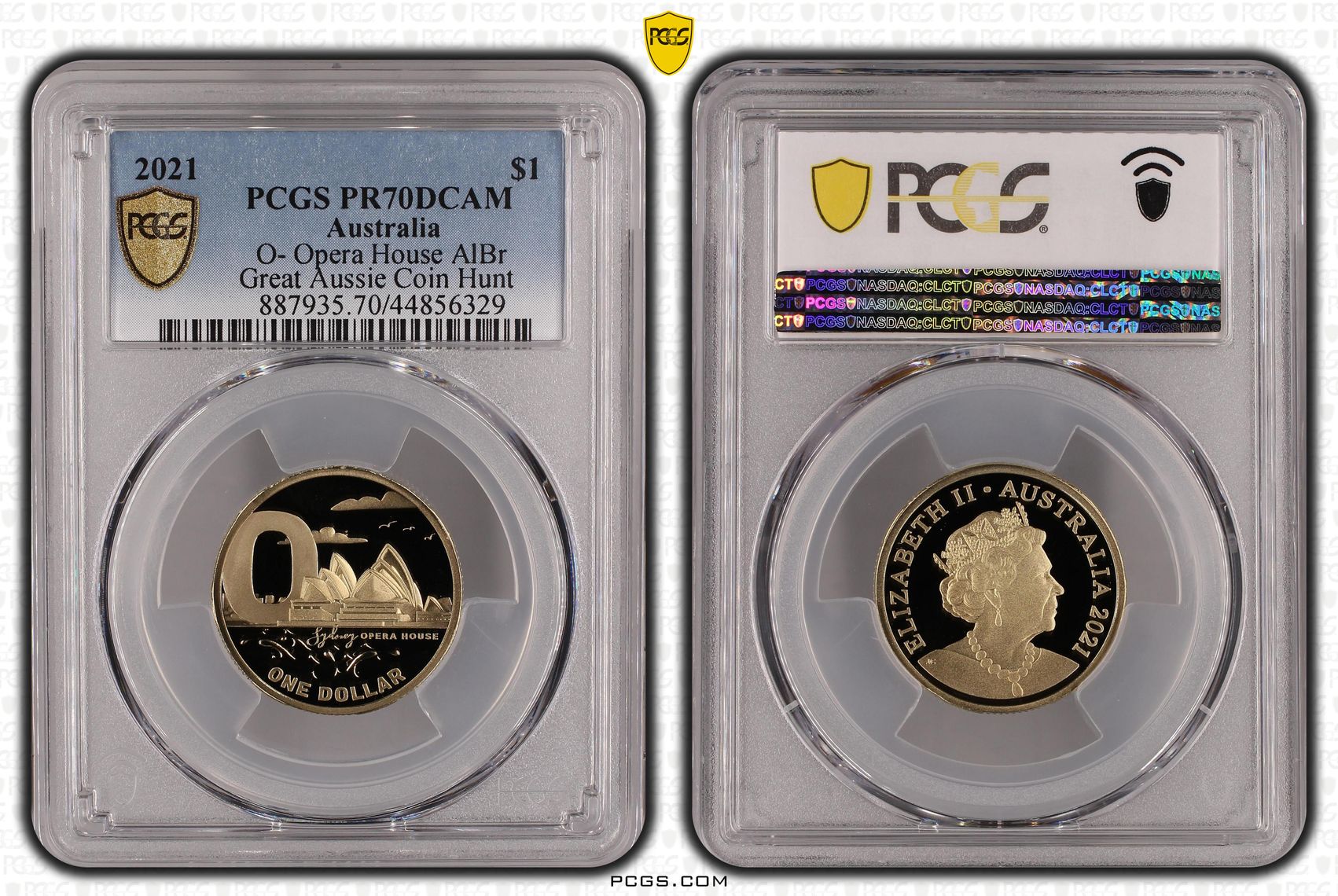487 · 2021 Australia One Dollar, $1 O- Opera House AlBr PCGS - PR70DCAM POP 20/0 -329
