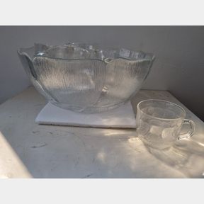 VINTAGE GLASS PUNCH BOWL SET - 12 CUPS - 51221/4500