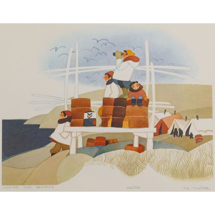 Rie Munoz ''Looking For Belugas'' 1986 Signed Print 13'' x 15.75'' Sheet.