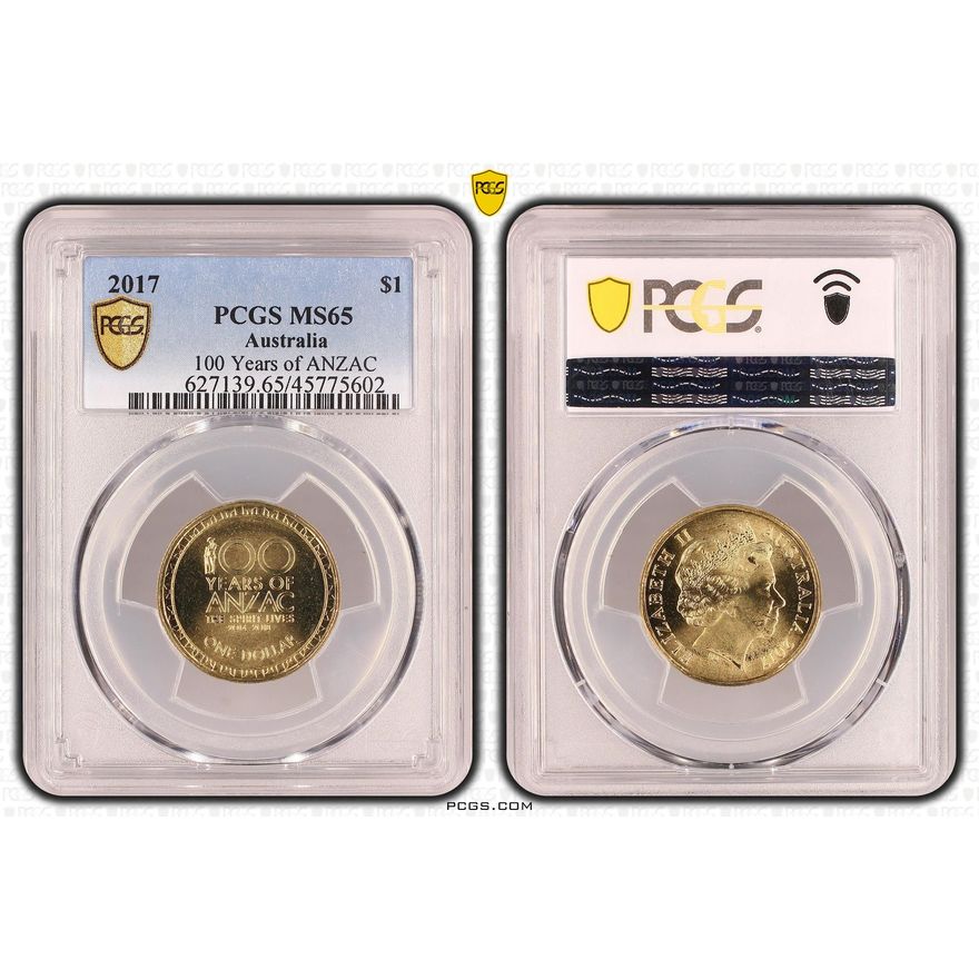 100 Years of ANZAC, One Dollar, 2017, PCGS MS65