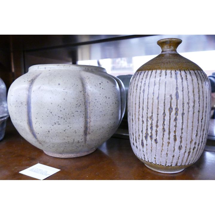 2pc James McKinnell & Virginia Weisel Studio Pottery- 7-8'' (Weisel Vase repaired)