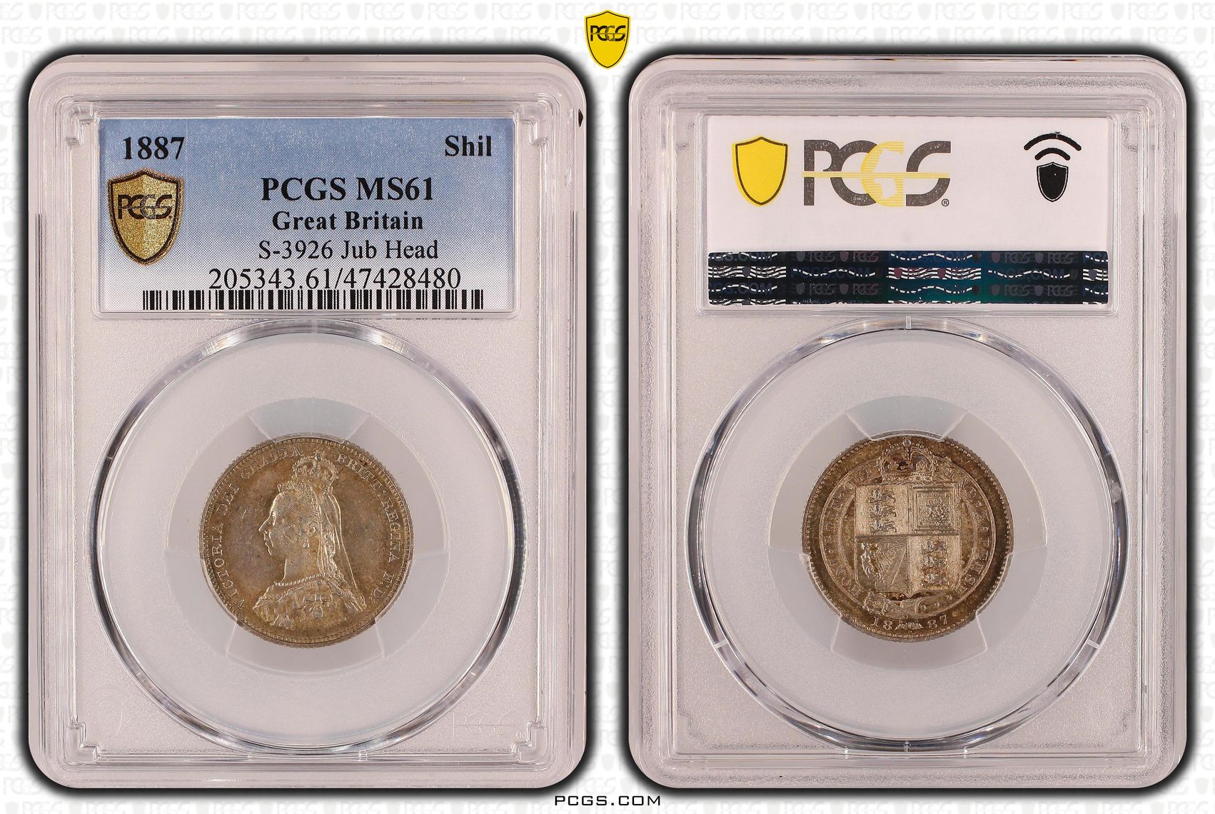 Great Britain, S-3926 Jubilee Head, Shilling, 1887, PCGS MS61