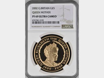 2002 PROOF GOLD 5 POUND QUEEN MOTHER 5 POUND PF69 UCAM
