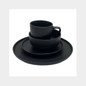 16-Piece Ceramic Porcelain Dinnerware Set - Black - 30 cm -- 51743/2947