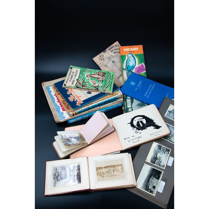 MISCELLANEOUS BOX LOTALBUMS: 2 PHOTOGRAPHS; 2 AUTOGRAPHS; CHILDREN’S BOOKS