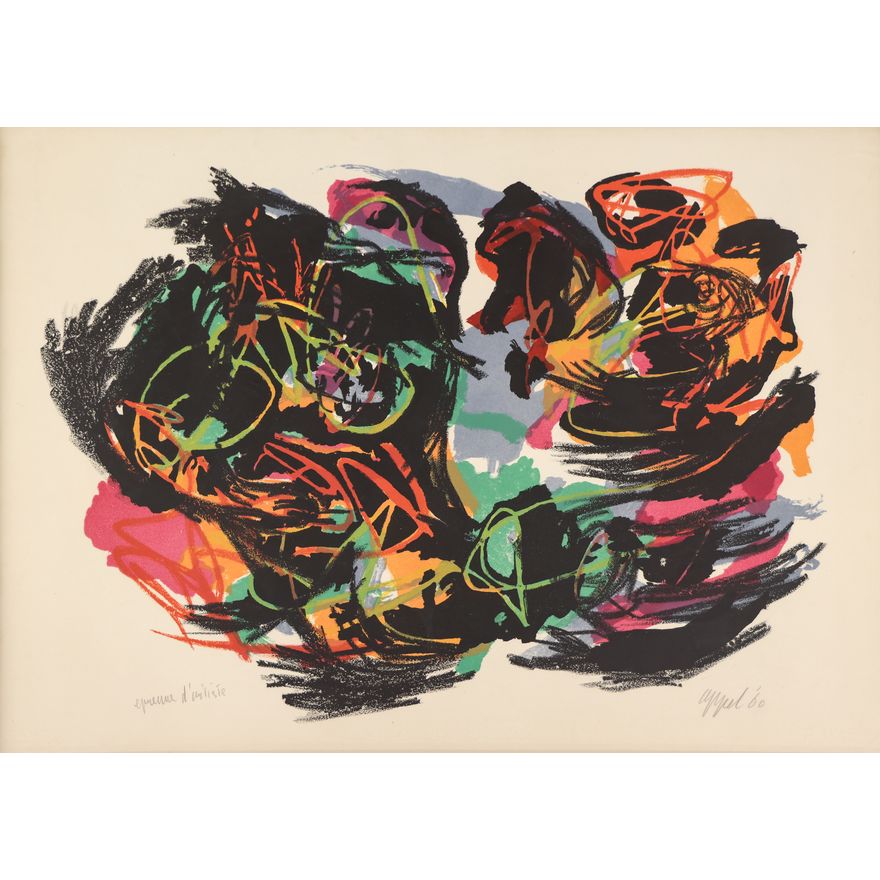 Karel Appel ''Drole de Drame'' 1960 Color Lithograph