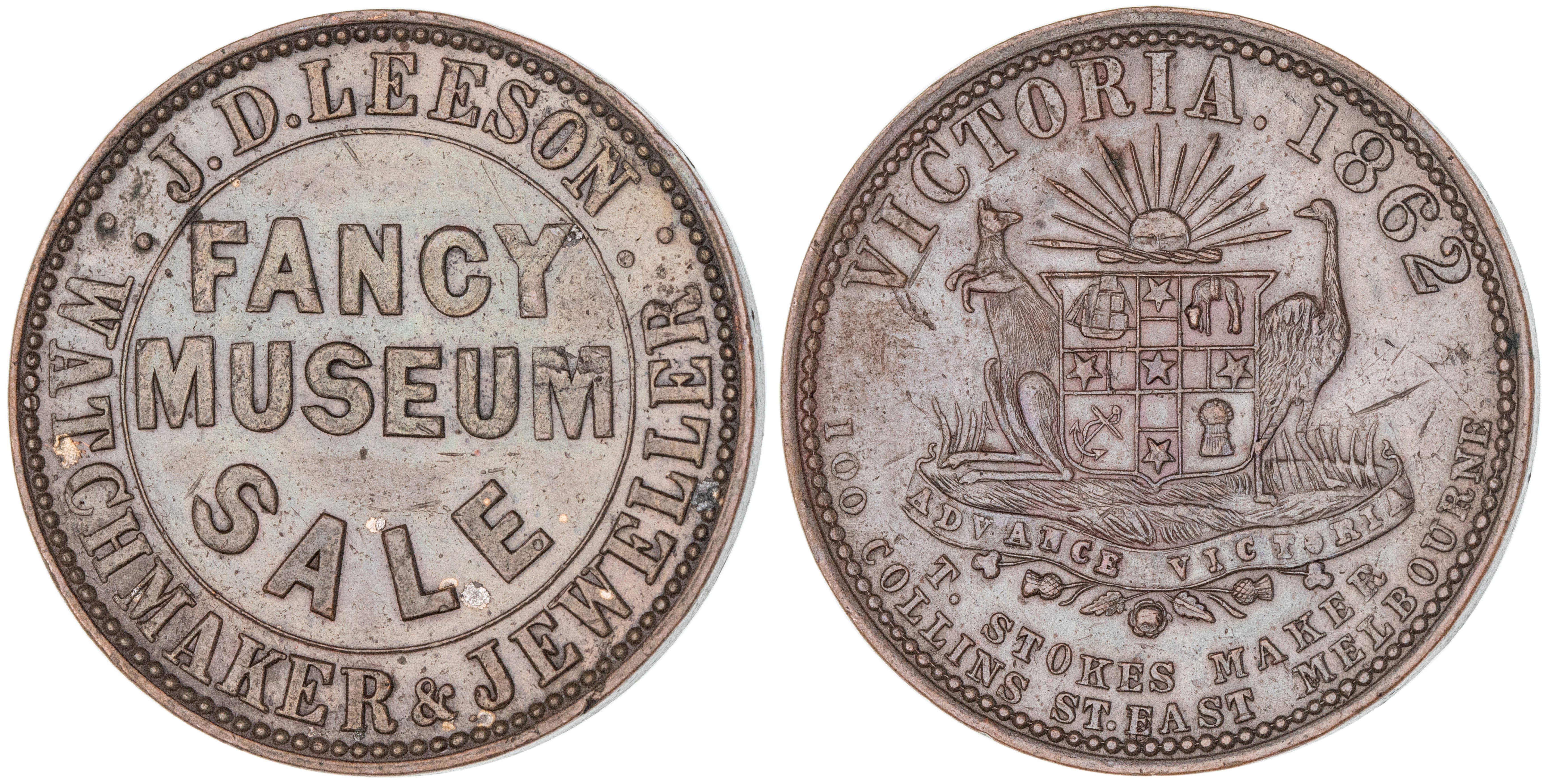 Sale, Victoria, J. D. Leeson, Penny, 1862, VF