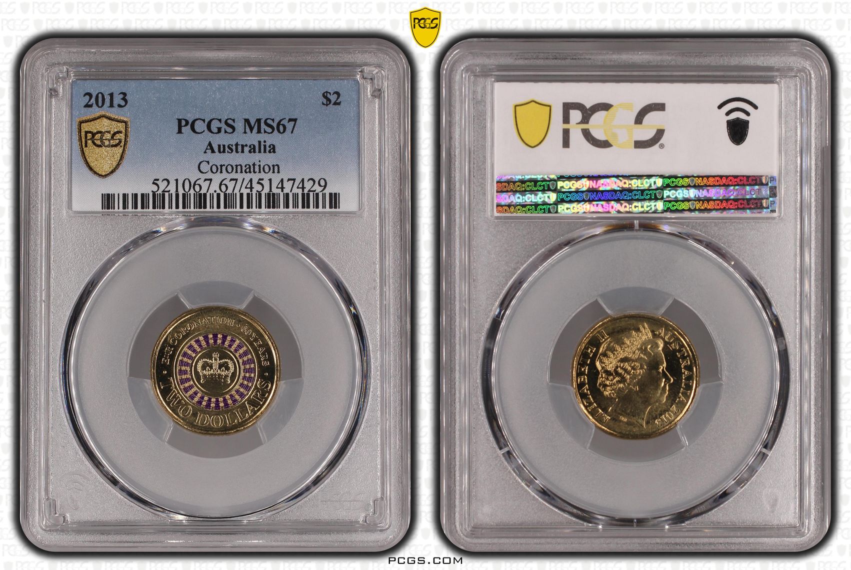2013 Australia Two Dollar, $2 Coronation PCGS - MS67 -429