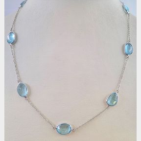 7 LARGE OPAL TOPAZ IN 18CT WHITE GOLD NECKLACE - 51629/020