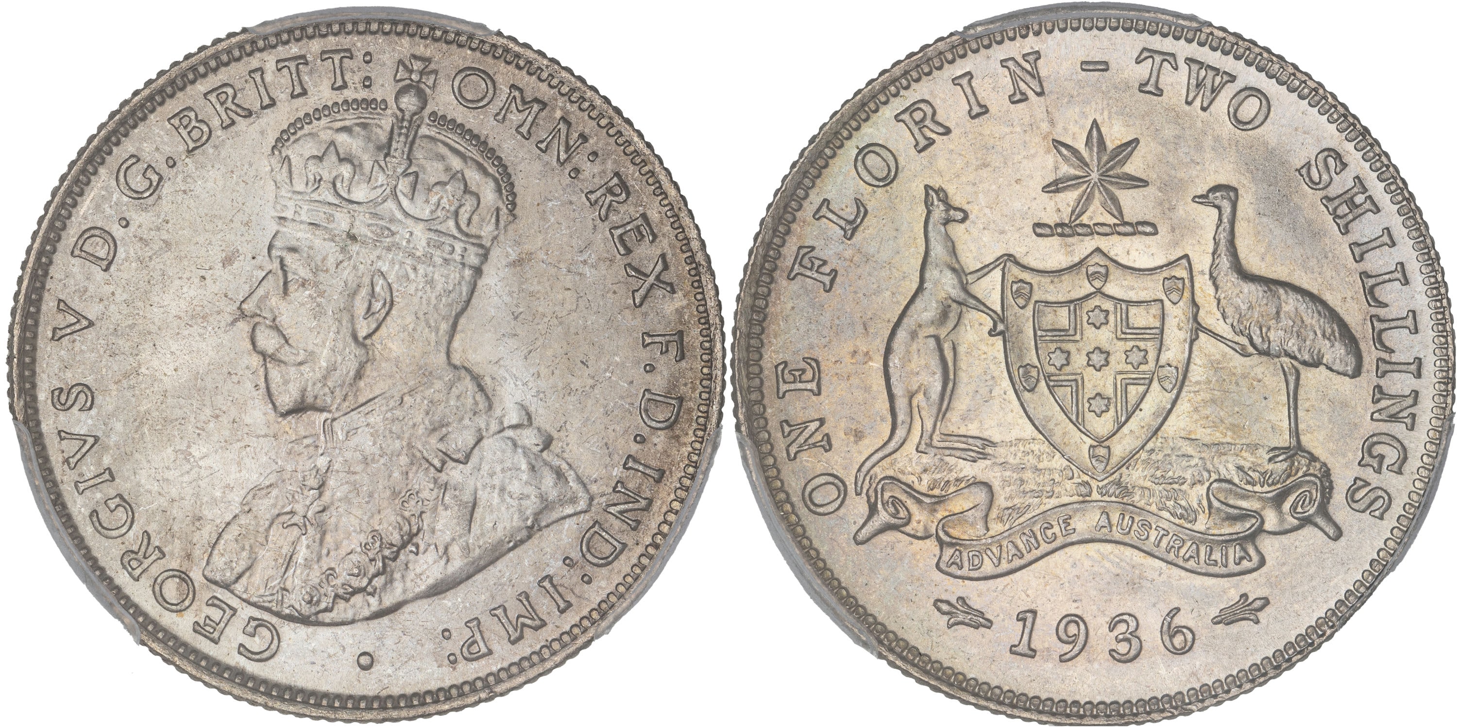 George V, Florin, 1936, PCGS MS65