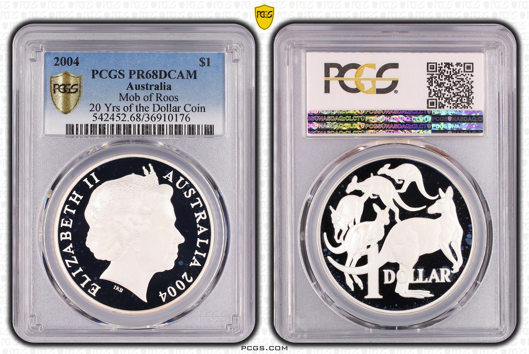 2004 Australia One Dollar, $1 Silver Mob of Roos PCGS - PR68DCAM -176
