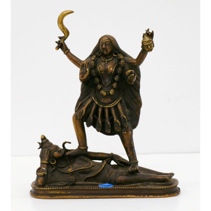 Indian Bronze Standing Kali on Figure Hindu Bronze 9.5''