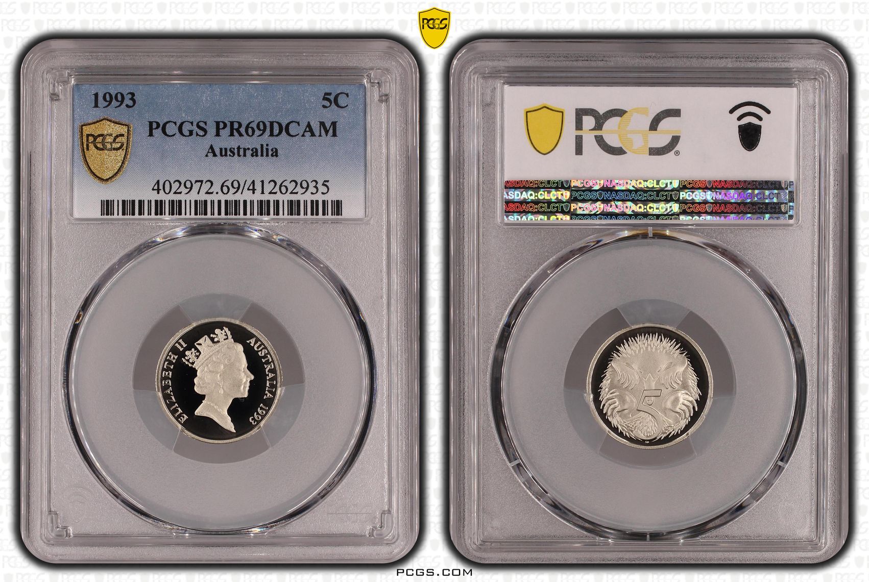 Elizabeth II, Five Cent, 1993, PCGS PR69DCAM