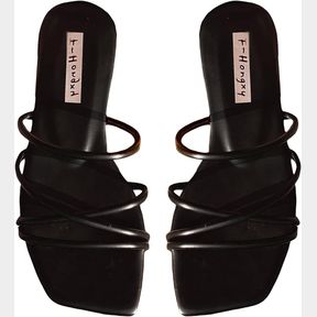 GORGLITTER PU LEATHER FLAT SLIP ON SANDALS CROSS STRAP OPEN TOE SUMMER SLIDE SANDALS SZ 36