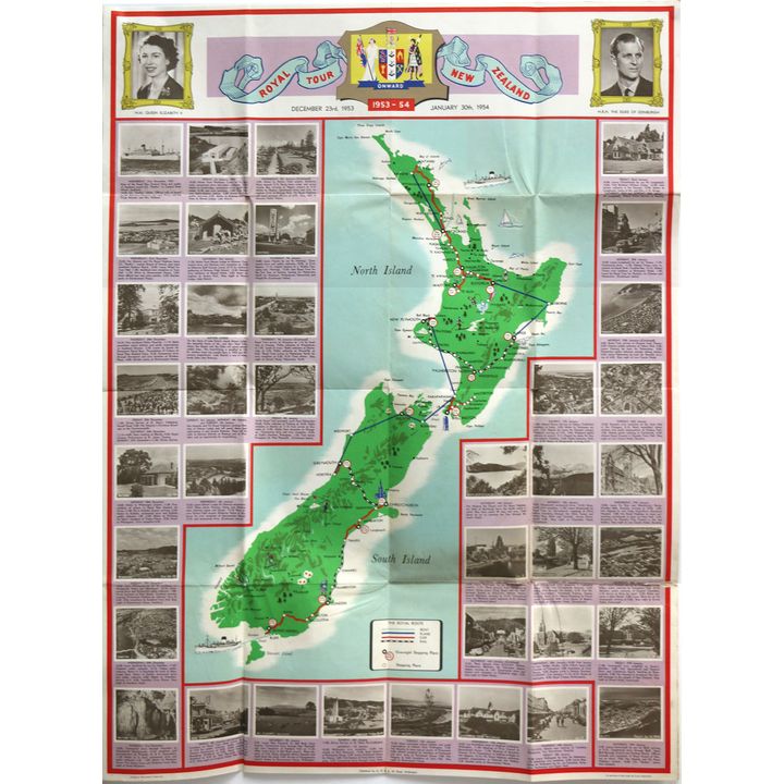 POSTER, Royal Tour New Zealand December 23rd, 1953 - January 30th, 1954.