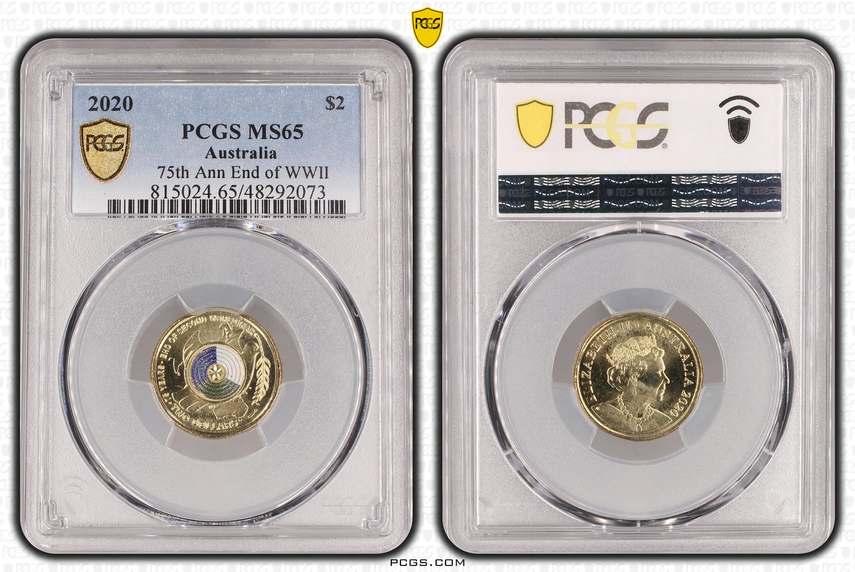 75th Ann End of WWII Colourised, Two Dollar, 2020, PCGS MS65