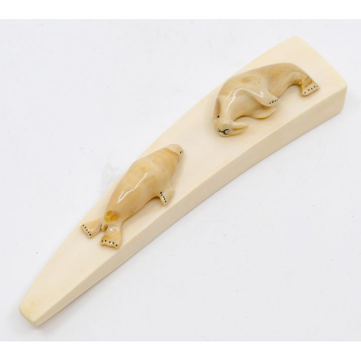 Inuit Carved Walrus Tusk Piece 6.5''