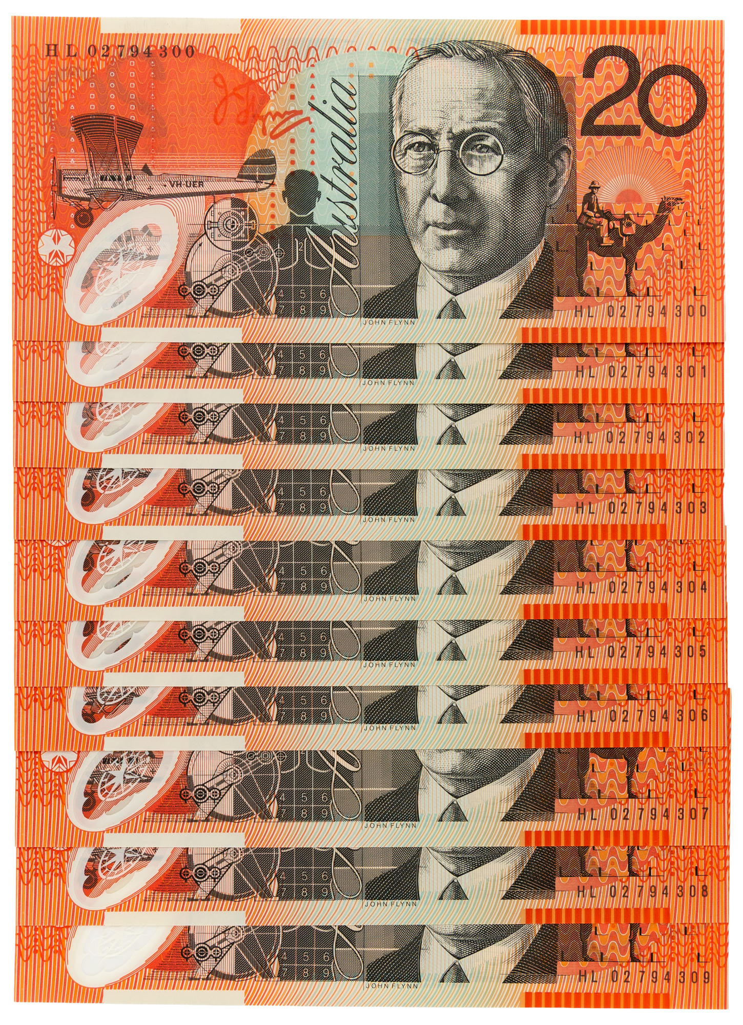Macfarlane/Henry, Consecutive Run, Twenty Dollars, 2002, aUNC - UNC
