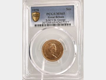 1978 ELIZABETH II DECIMAL GOLD SOVEREIGN PCGS MS65
