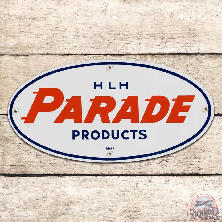 Outstanding Parade Products Gasoline Single Sided Porcelain Pump Plate Sign