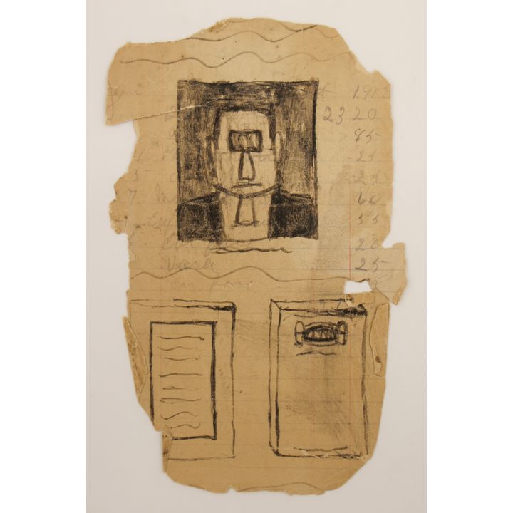 James Castle ''Portrait and Doors'' Soot & Spit
