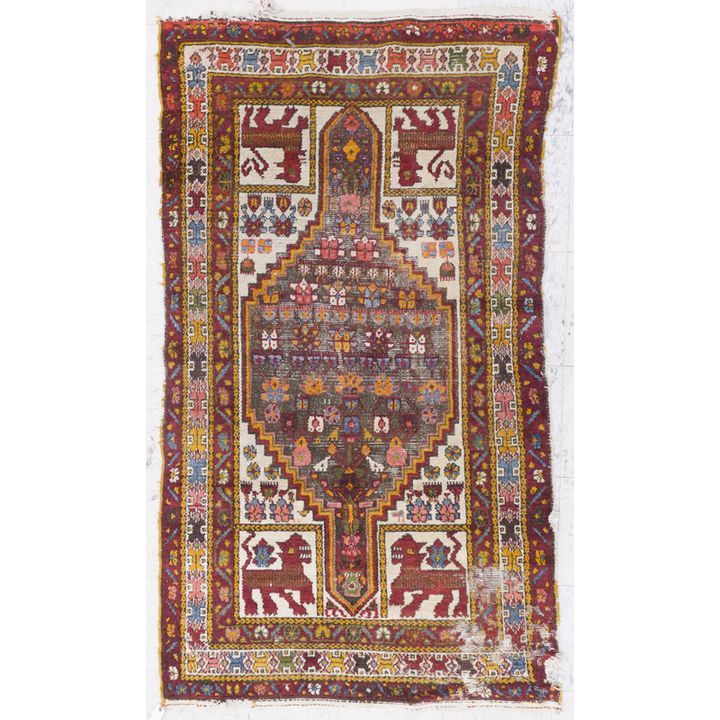 Antique Tribal Lion Oriental Rug