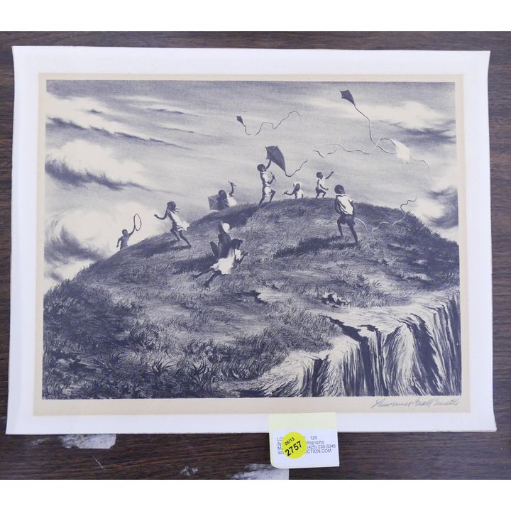 Laurence Beall Smith 'Kite Flyers' Signed AAA Lithograph- 11.5x14.5''