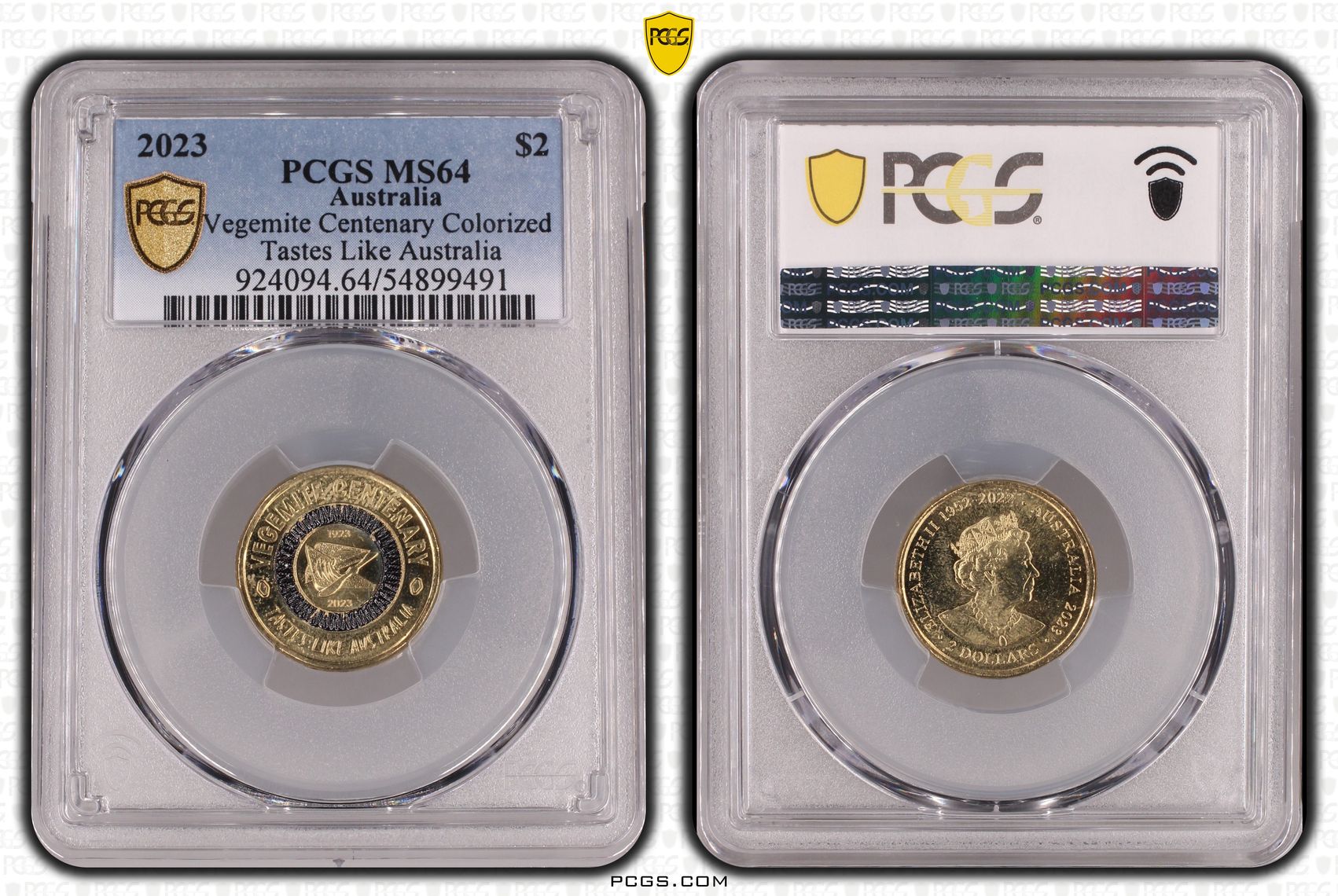 Vegemite Centenary Colorized Tastes Like Australia, Two Dollar, 2023, PCGS MS64