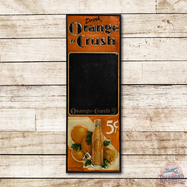 1932 Drink Orange Crush 5c Menu Board Embossed Tin Sign