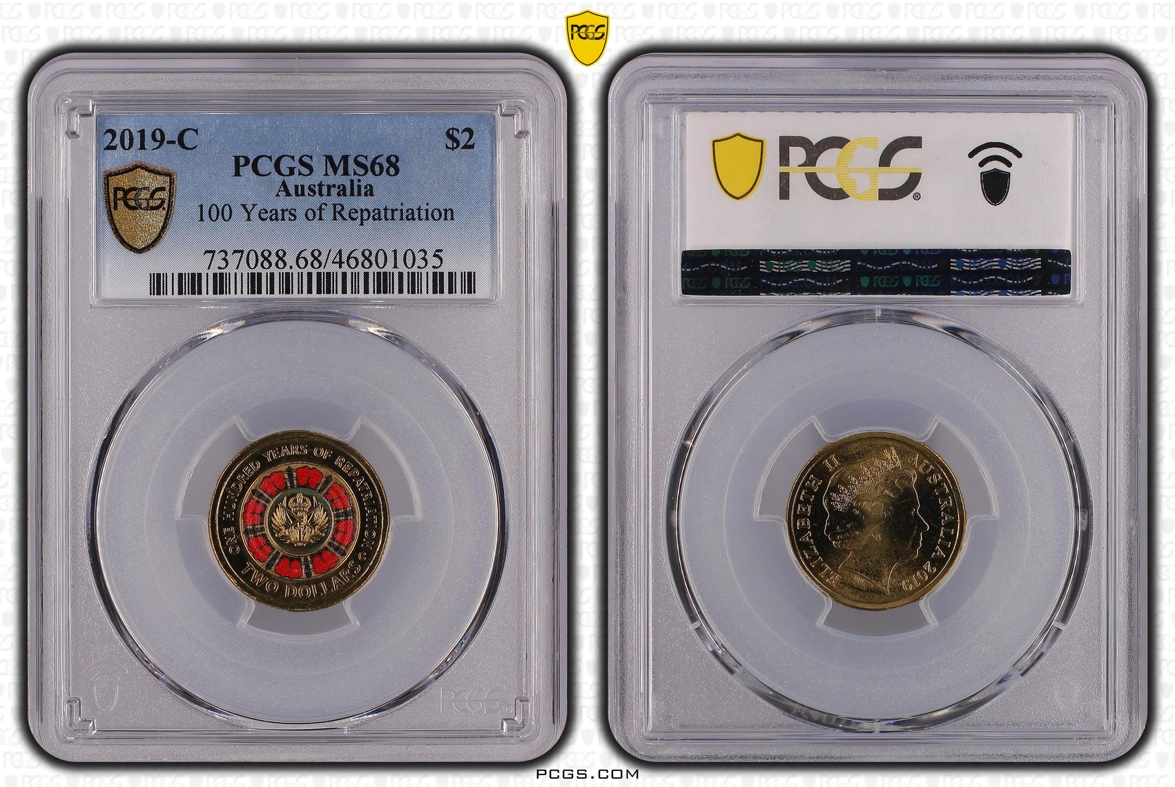 100 Years of Repatriation Colorized, Two Dollar, 2019-C, PCGS MS68