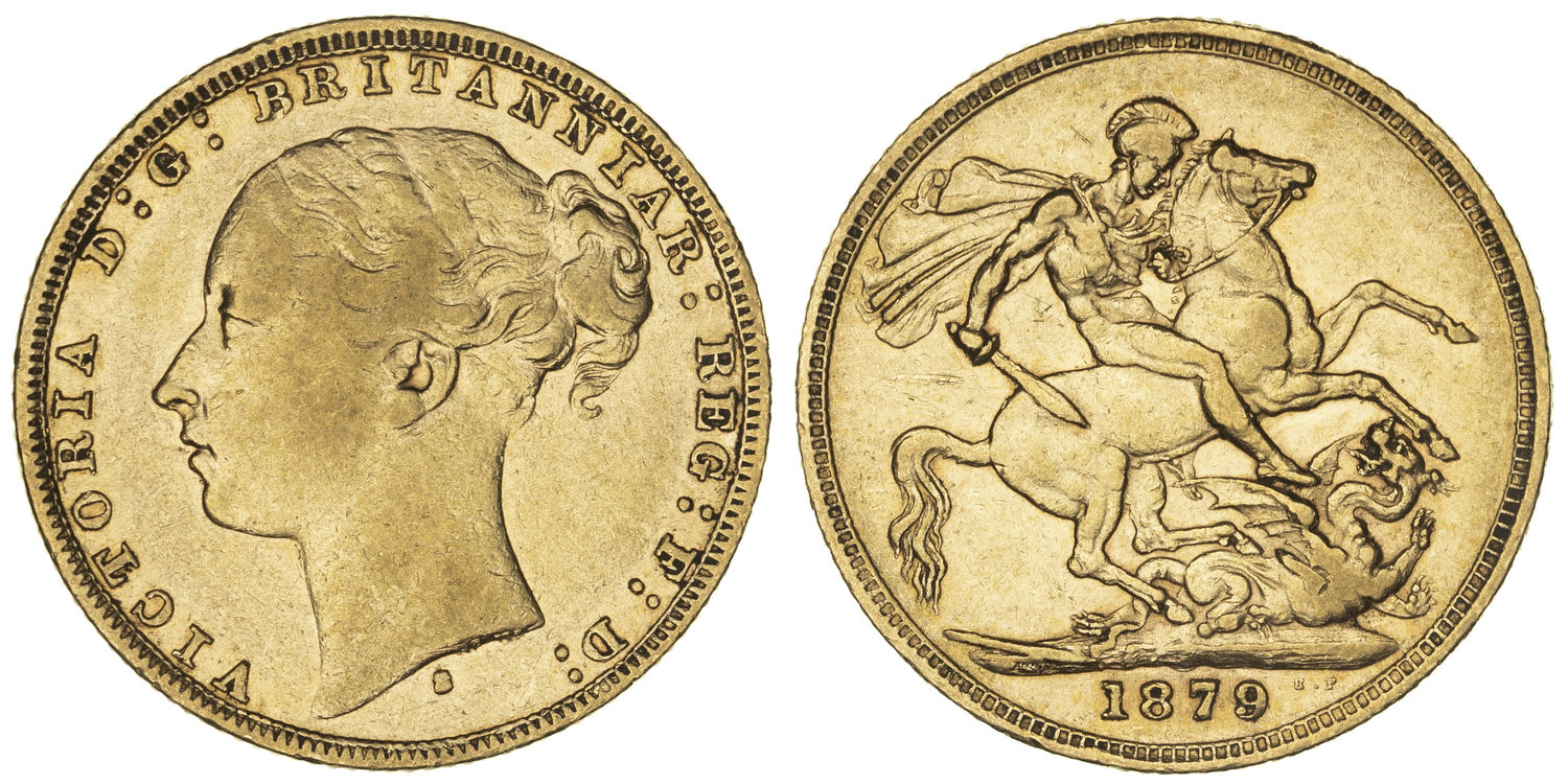 Victoria, St George Reverse, Sovereign, 1879-S, aFine