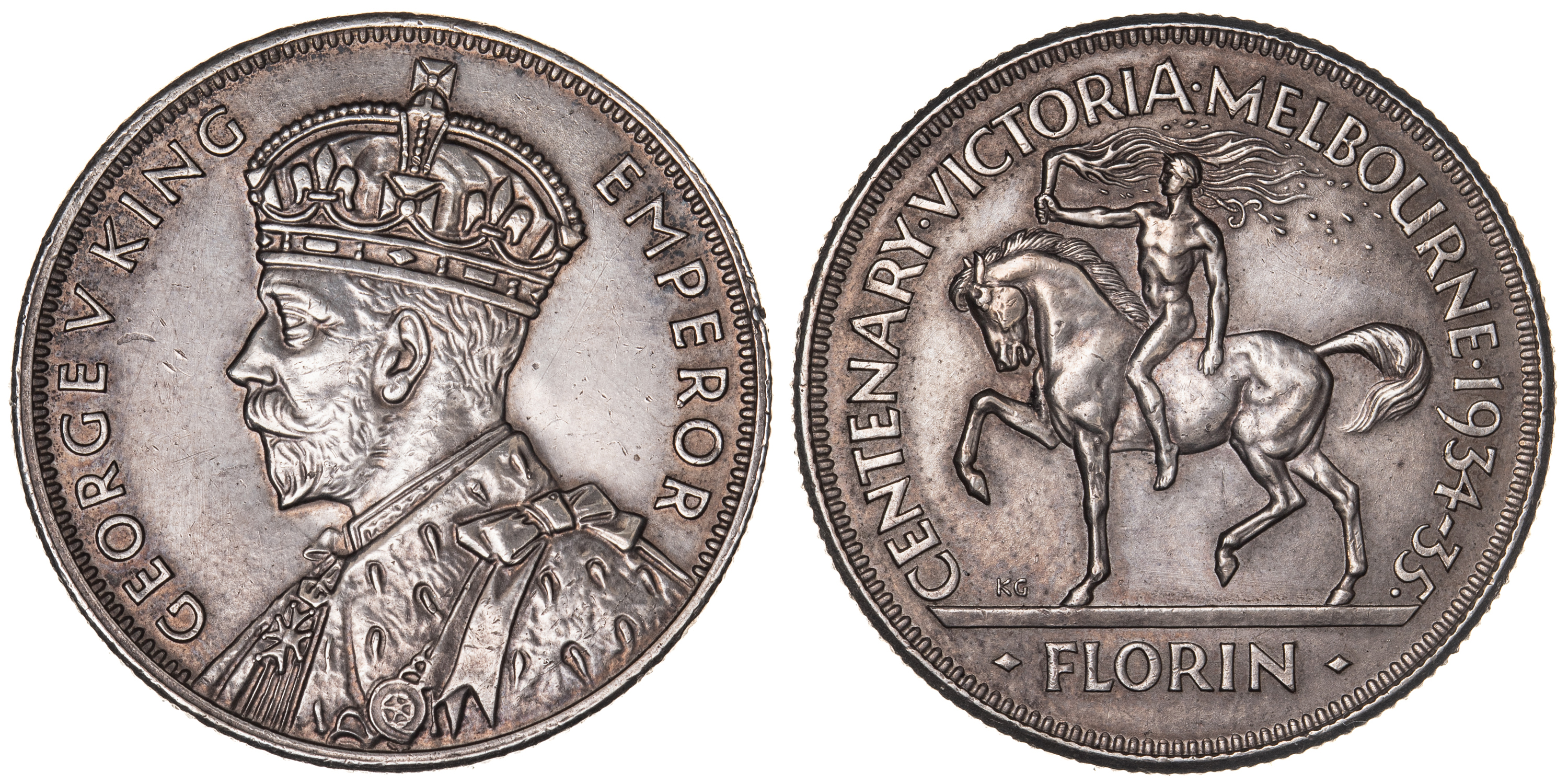 George V, Florin, 1934-35, EF