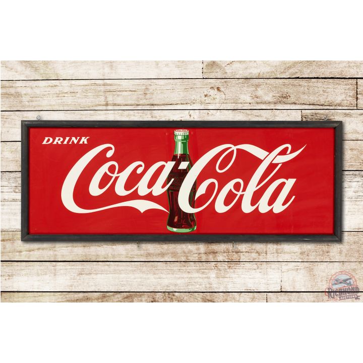 1951 Drink Coca Cola w/ Bottle Wood Framed Tin Sign
