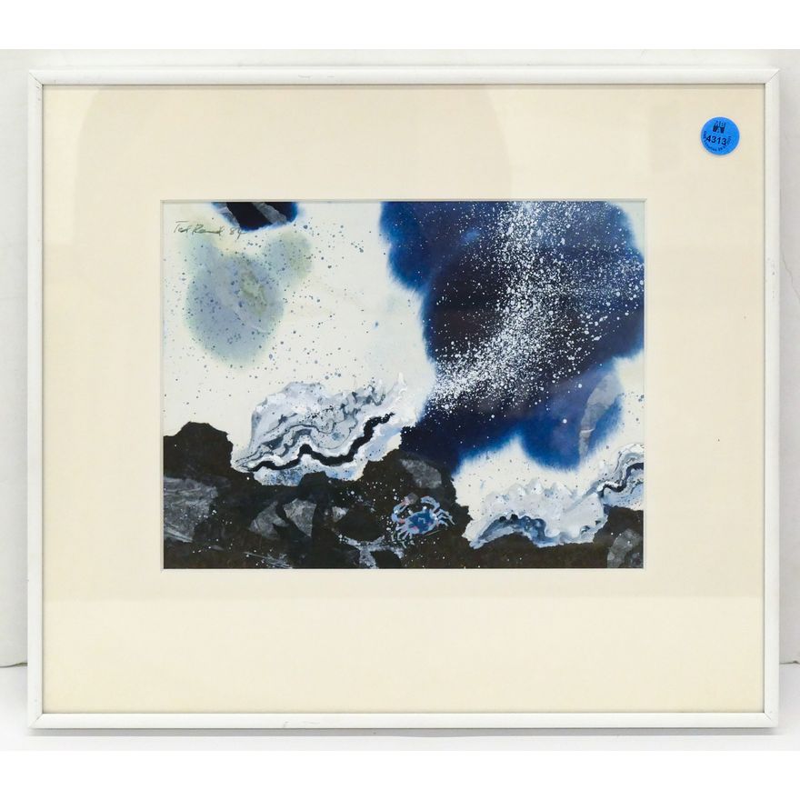 Ted Rand ''Bubbles'' 1994 Watercolor Framed 13'' x 14.5''