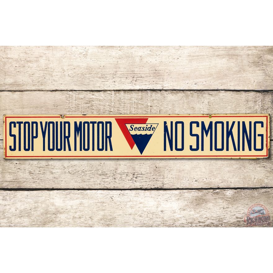 Seaside Oil Company No Smoking Porcelain Sign TAC 9 & 8.75
