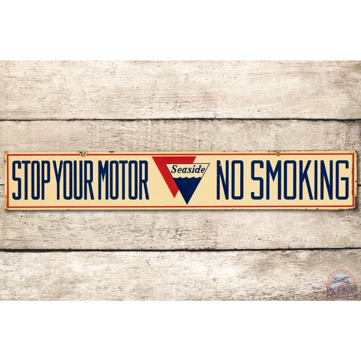 Seaside Oil Company No Smoking Porcelain Sign TAC 9 & 8.75