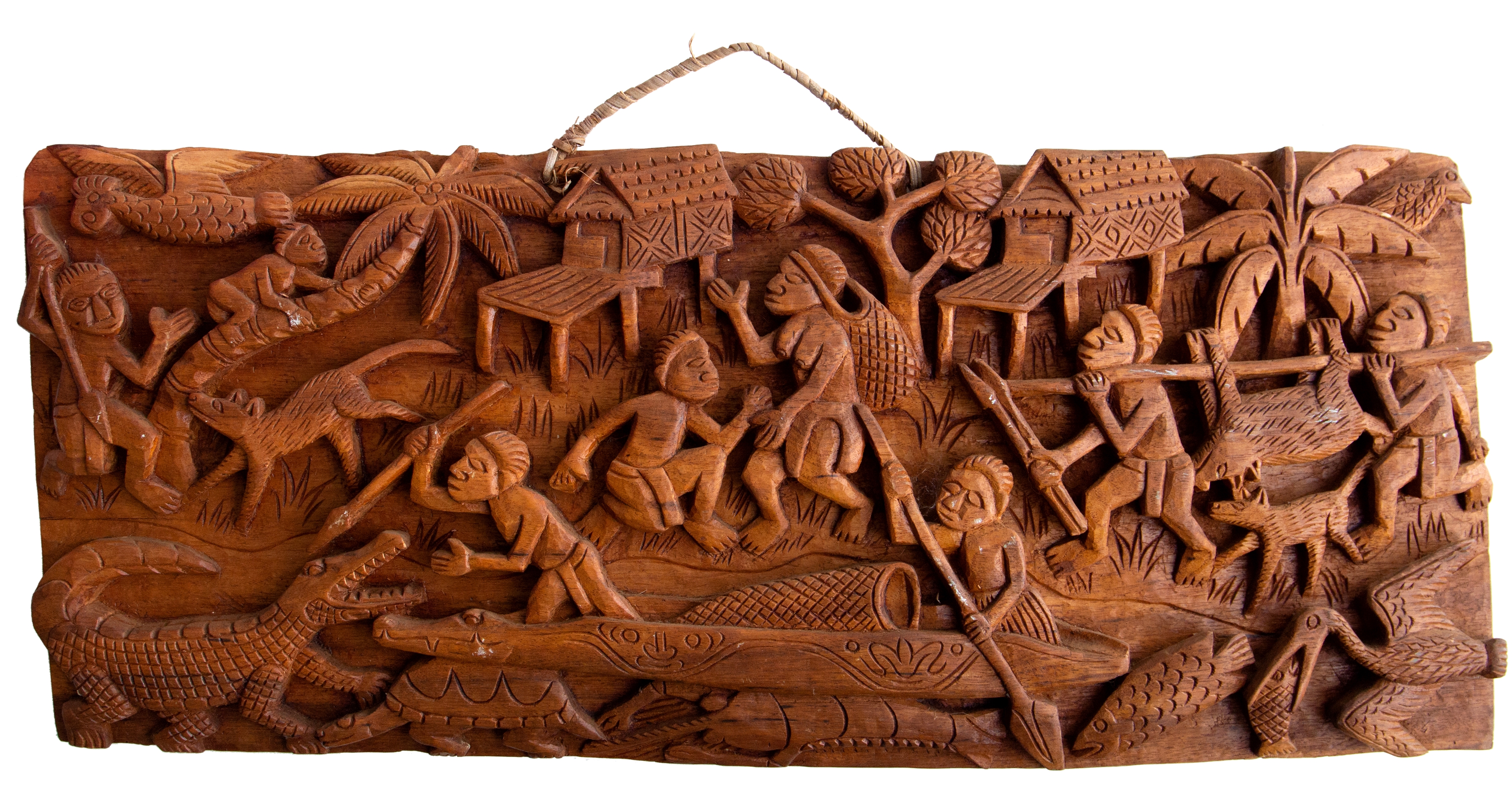 Papua New Guinea, Sepik River, Carved Wooden 'Story Board', 2012, VGC