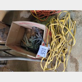 Box of extension cord, water pump pliers and saw guides