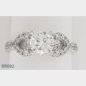 STERLING SILVER 'DOUBLE' RING WITH CZ'S (SIZE O) - 51543/232