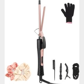 SMALL CURLING IRON 3/8 INCH, 9MM THIN HAIR CURLING WAND FOR SHORT AND LONG HAIR, PROFESSIONAL CERAMIC HAIR CURLER WAND, INCLUDE HE