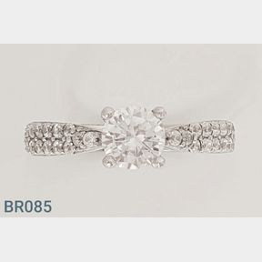 STERLING SILVER 'DOUBLE ROW DESIGN' RING WITH CZ'S (SIZE O) - 51543/235