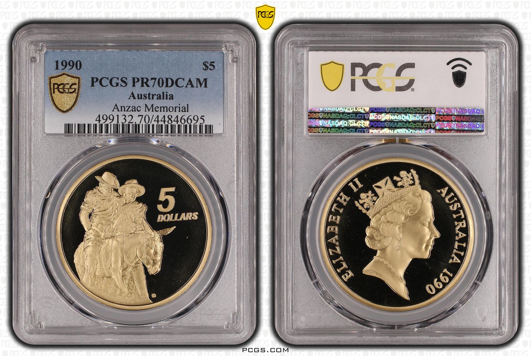 1990 Australia Five Dollar, $5 Anzac Memorial PCGS - PR70DCAM POP 3/0 -695