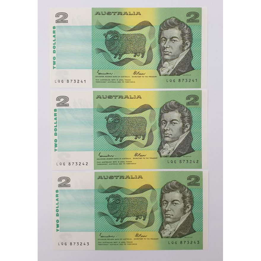 LAST $2 PREFIX - Consec. J/F $2 Notes (x3)