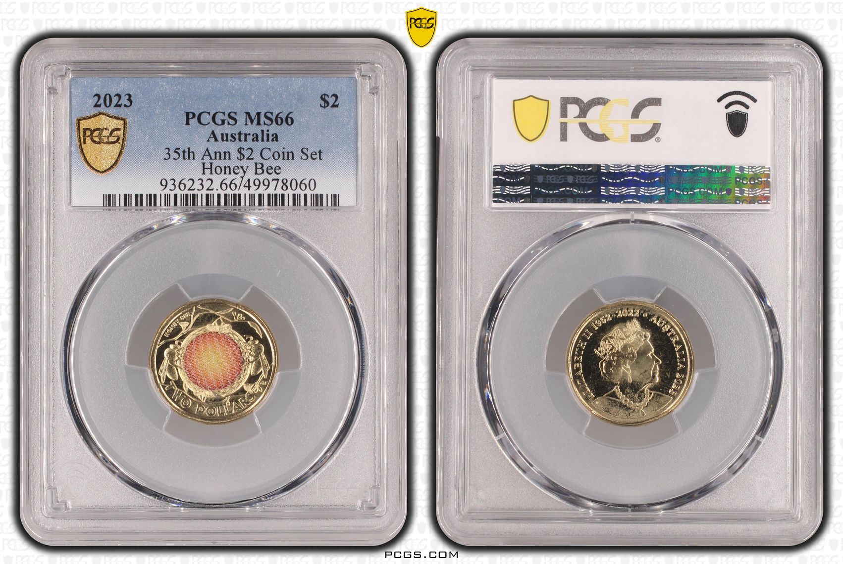 35th Ann $2 Coin Set Colorized Honey Bee , Two Dollar, 2023, PCGS MS66